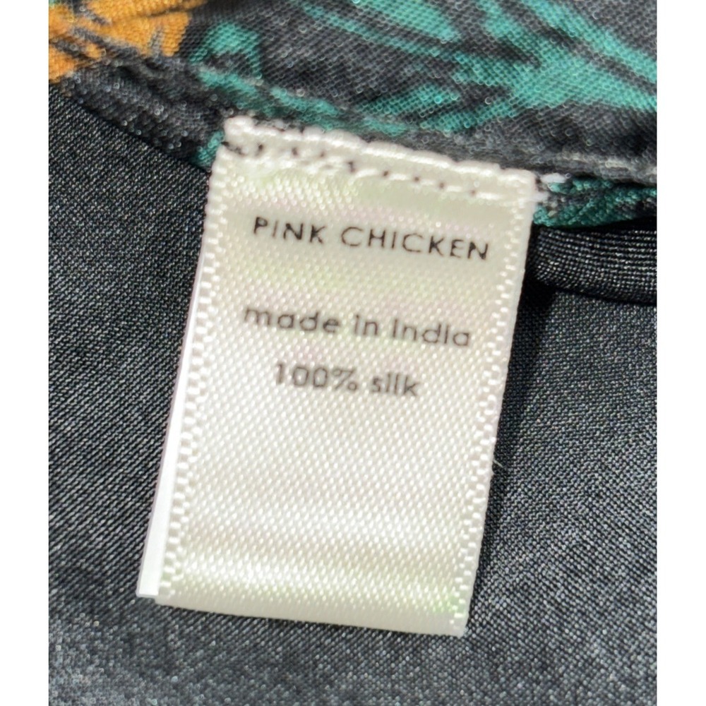 NWT Pink Chicken Women Large Maisonette Silk Kelly Tiered Black Dress Bellflower - Picture 7 of 9